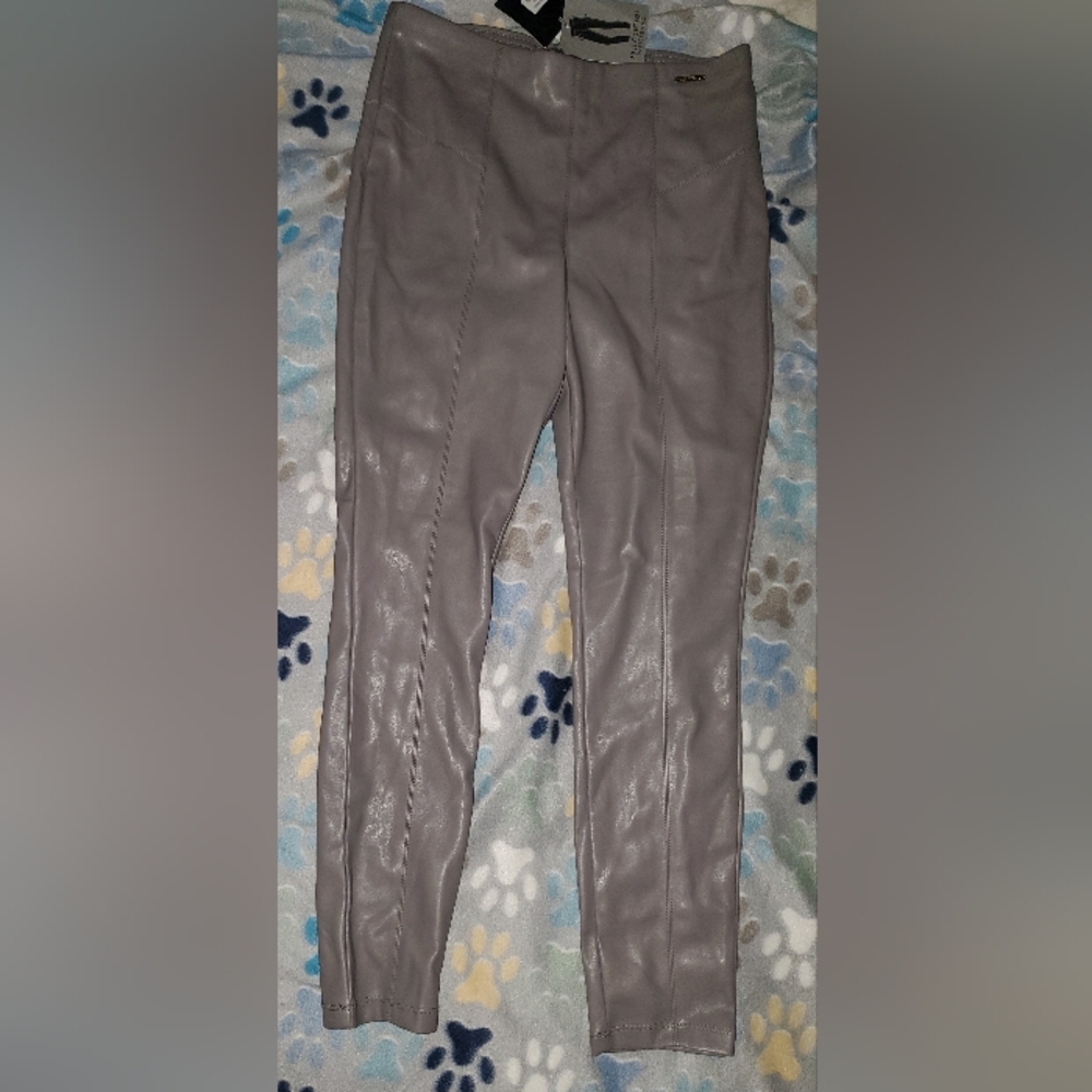 Grey Faux Leather Pants